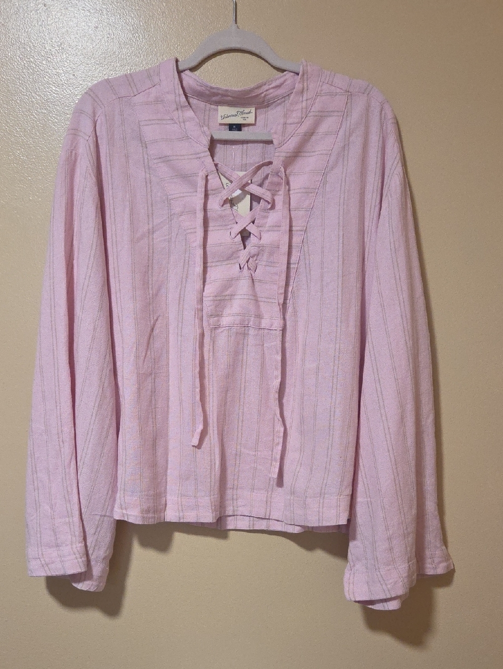 Universal Thread Pink Lace-Up Long Sleeve Tunic.